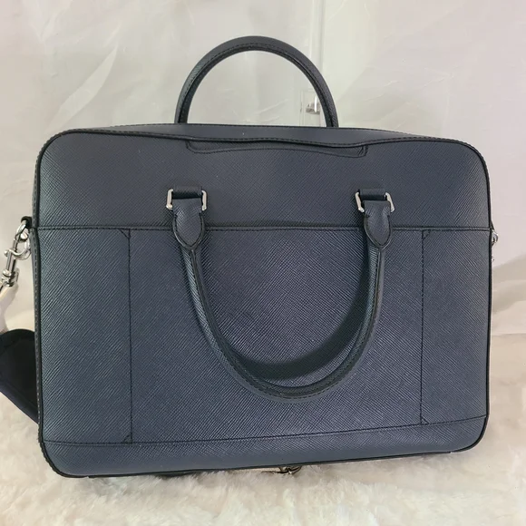 UNISEX Michael Kors Men’s Cooper Briefcase/Laptop Bag in Navy Saffiano Leather - Picture 4 of 11